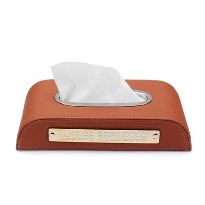 PeroFors Microfiber Luminous Car Temporary Parking Card Tissue Box Holder - Black