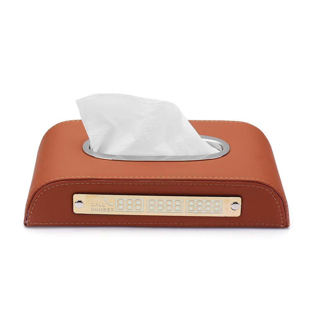 PeroFors Microfiber Luminous Car Temporary Parking Card Tissue Box Holder - Black