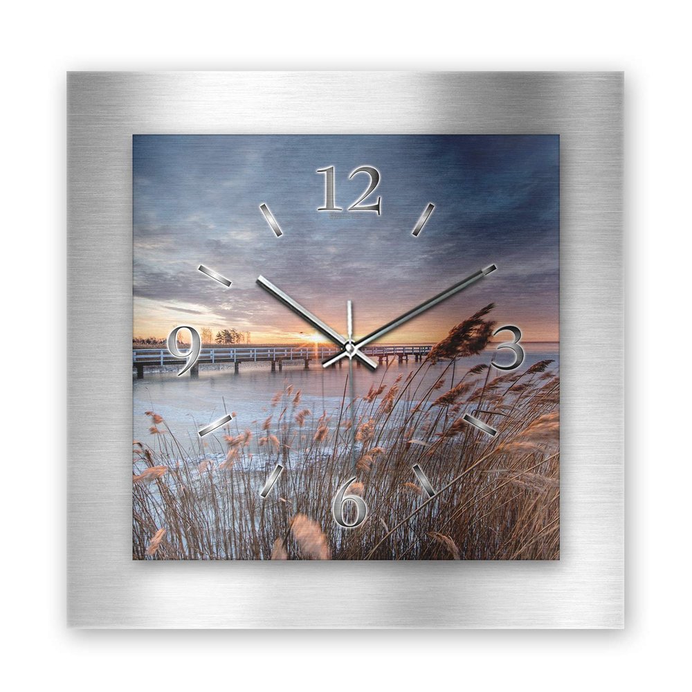 Creative Feather 3D Designer Wall Clock, Brushed Aluminum, Silent, 40 x 40 cm