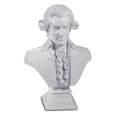 Isideco Small Wolfgang Amadeus Mozart Bust, White, Polyresin, 12.5 x 9 x 4.5 cm