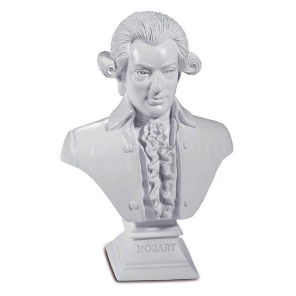 Isideco Small Wolfgang Amadeus Mozart Bust, White, Polyresin, 12.5 x 9 x 4.5 cm