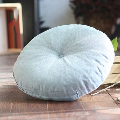 YEARLY Round Orthopedic Seat Cushion, Linen Chair Pad, Sky Blue, 20 x 20 in