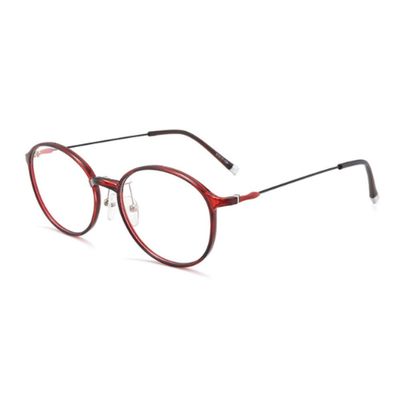 JRP Reading Glasses, Ultra-Light Round Frame, Blue-Light and UV Protection, Red, +4.0