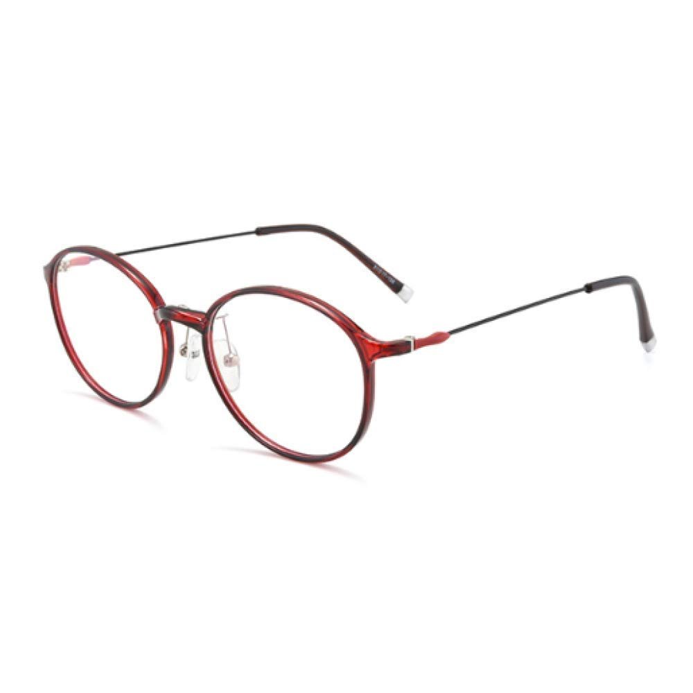 JRP Reading Glasses, Ultra-Light Round Frame, Blue-Light and UV Protection, Red, +4.0