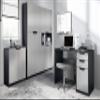 Vladon Logan Complete Office Furniture Set, Made in Germany, Matte Black Carcass/Silk-Matte Light Gray Fronts view 2