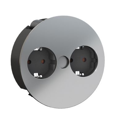 BACHMANN TWIST 2x grounded outlets, ferrules, grounded mounting plug, chrome, 2 m