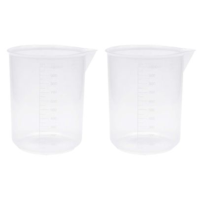 Sscon Transparent Plastic Measuring Cups, 1,000 mL, 2-Pack