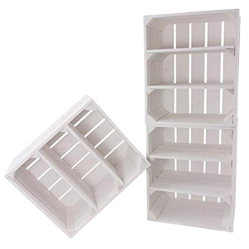 3x Vintage Furniture, 24 White Kitchen Shelves with 3 Compartments, Horizontal, 50 x 40 x 30 cm