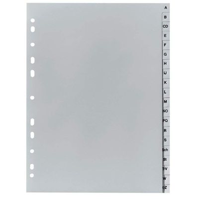 Herlitz 10843522 A–Z Tab Dividers, 21 x 29.7 cm, PP, Euro-Hole Punched, Pack of 20