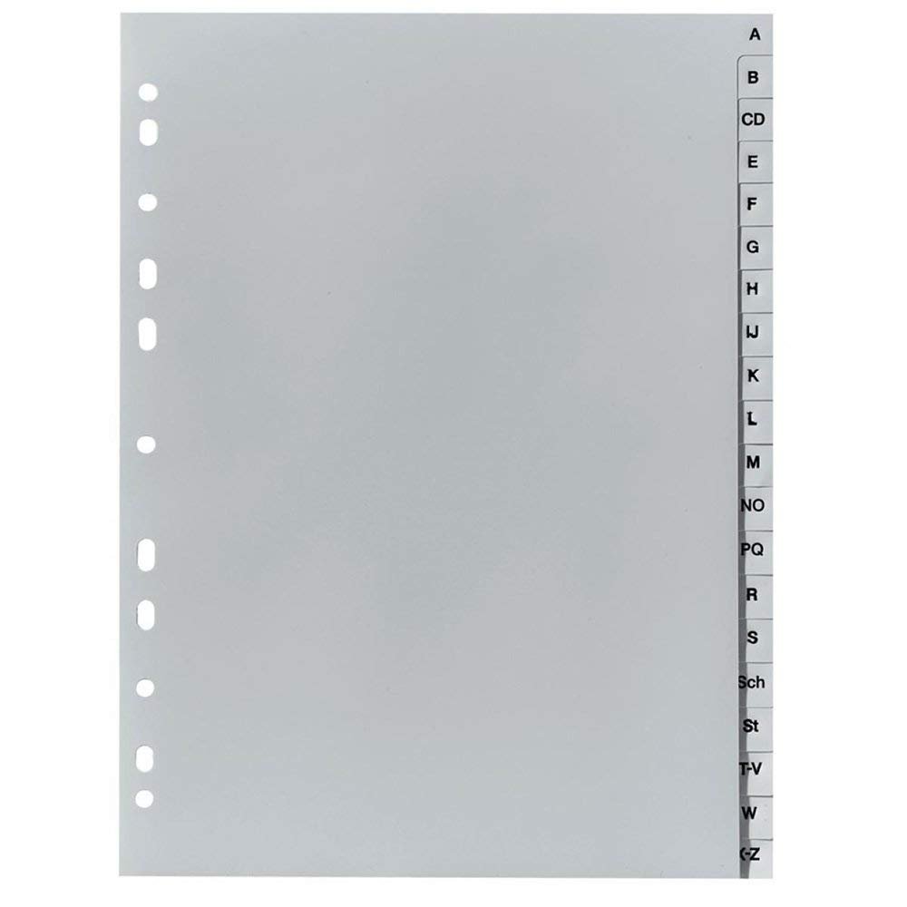 Herlitz 10843522 A–Z Tab Dividers, 21 x 29.7 cm, PP, Euro-Hole Punched, Pack of 20