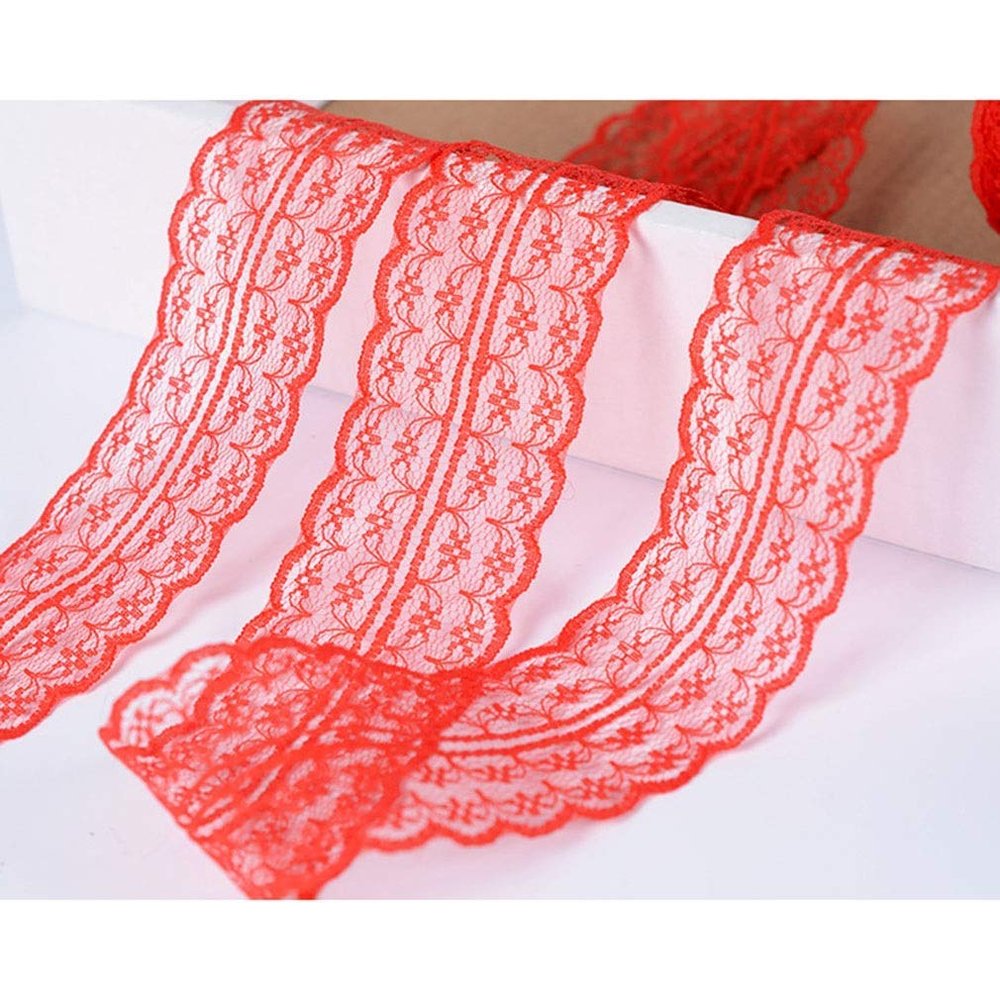 MU Wear-Resistant Safety Band, Springy Lace Fabric Trim Ribbon for Clothing, Wedding, Home, Party and Evening Decor, DIY, 4.5 cm × 10 m, A