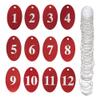 StayMax Oval Number Tags, Aluminum Alloy, with Key Rings, 1–50, Red view 1