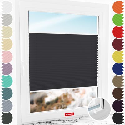 Schuette Screw-Mount Pleated Blind, Premium Silesian Coal Black, 70 x 100 cm