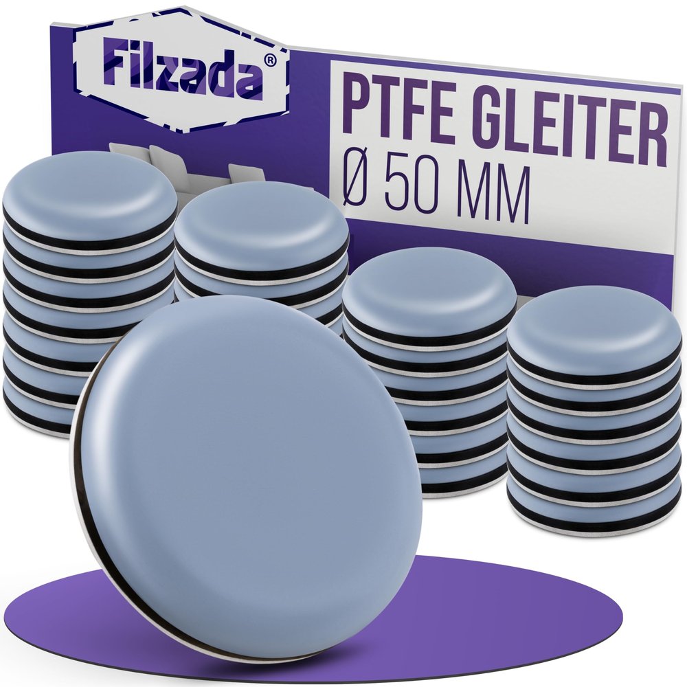 Filzada 8-Pack Self-Adhesive PTFE Furniture Gliders, Round, 50 mm