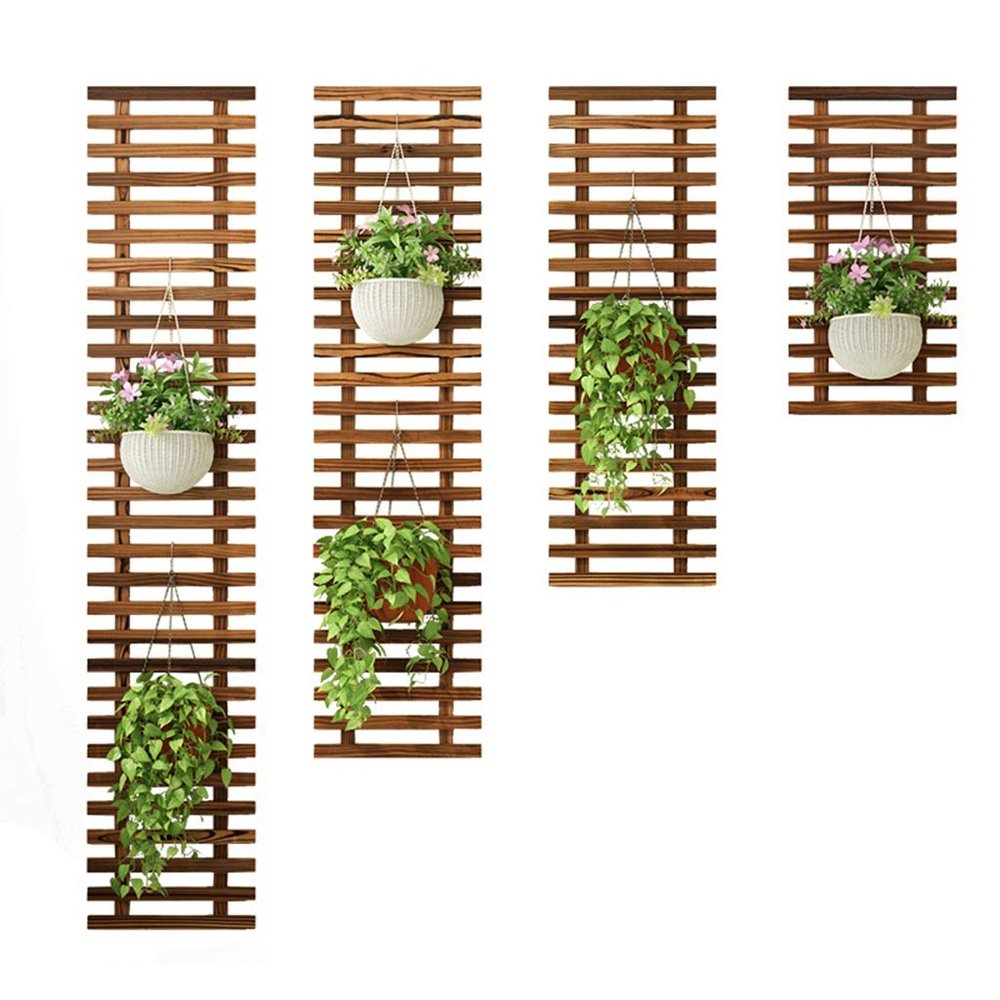 Wooden Plant Stand and Wall-Mounted Flower Pot Holder