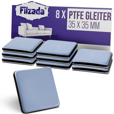 Filzada 8-Pack Self-Adhesive PTFE Furniture Glides, Square, 35 x 35 mm