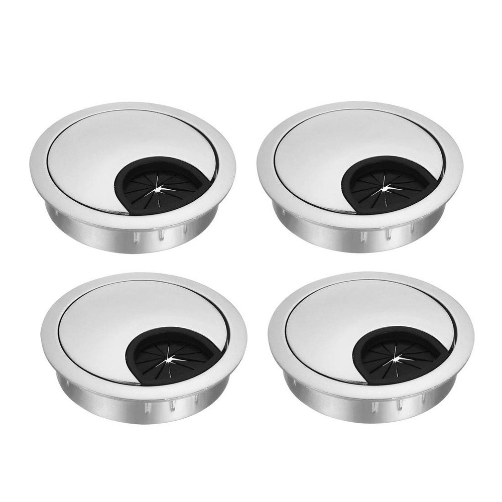 Sourcing Map 4-Piece Zinc Alloy Desk Cable Grommet, 2-1/8 in, Silver