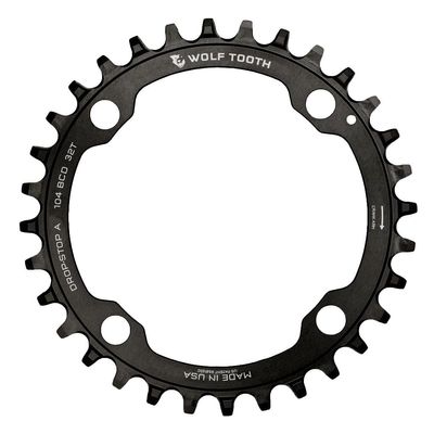 Wolf Tooth 104 BCD Chainring for Shimano 12-Speed, 36T | Black | Lightweight Alloy, Drop-Stop Technology
