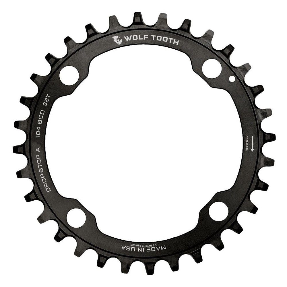 Wolf Tooth 104 BCD Chainring for Shimano 12-Speed, 36T | Black | Lightweight Alloy, Drop-Stop Technology