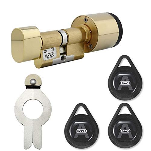 EVVA AirKey Knob Cylinder 56/46K, Polished Brass