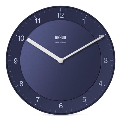 Braun Classic Radio-Controlled Wall Clock, CET/GMT+1, Blue, 20 cm, BC06BL-DCF
