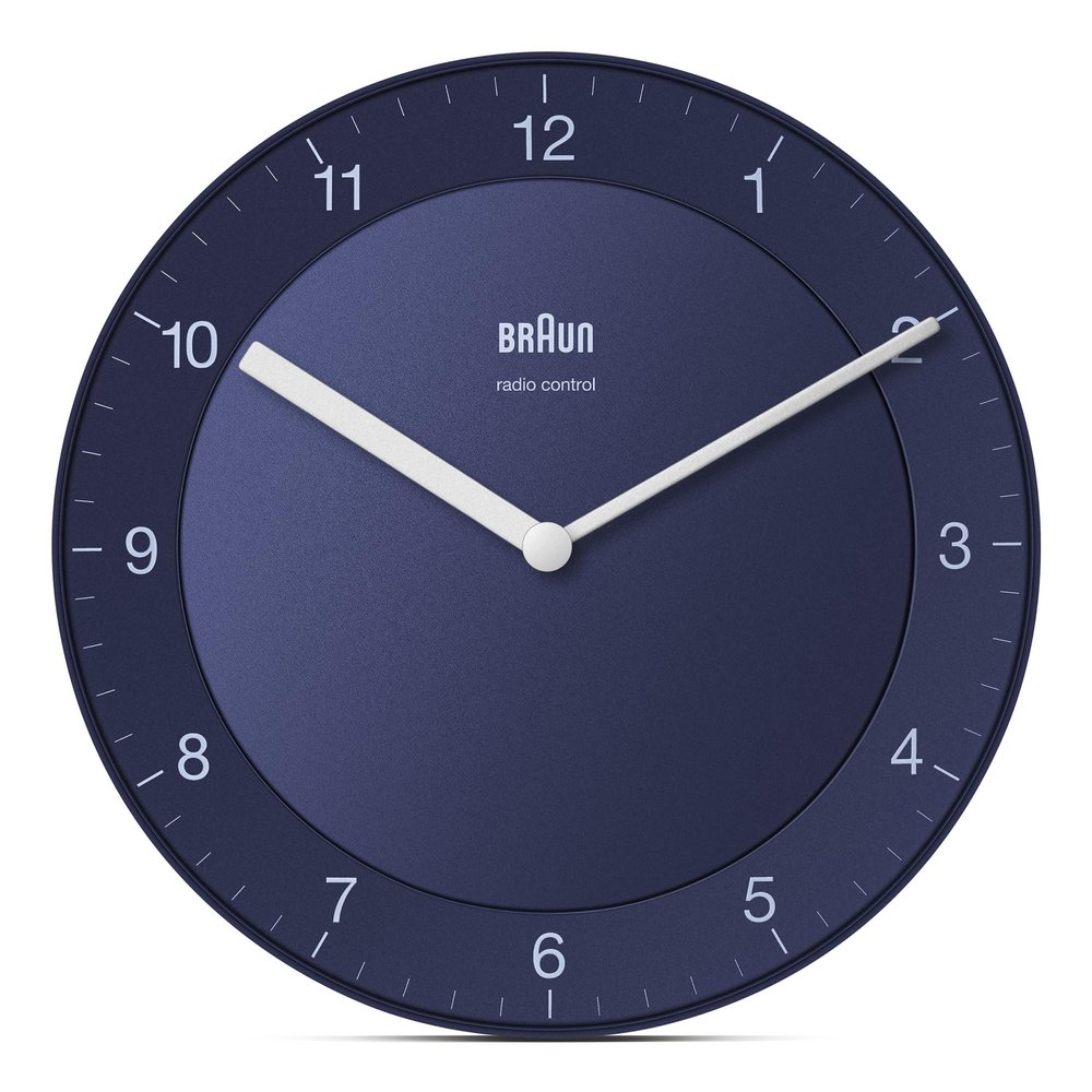 Braun Classic Radio-Controlled Wall Clock, CET/GMT+1, Blue, 20 cm, BC06BL-DCF