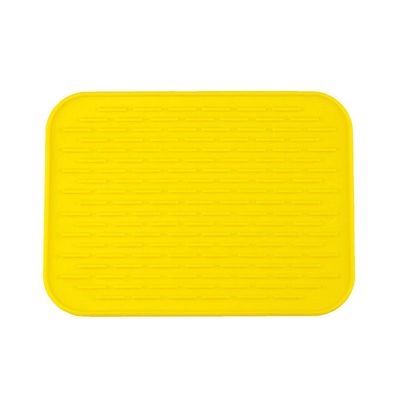 QVIVI Silicone Dish Drying Mat, Heat-Resistant Non-Slip Kitchen Pad, Yellow