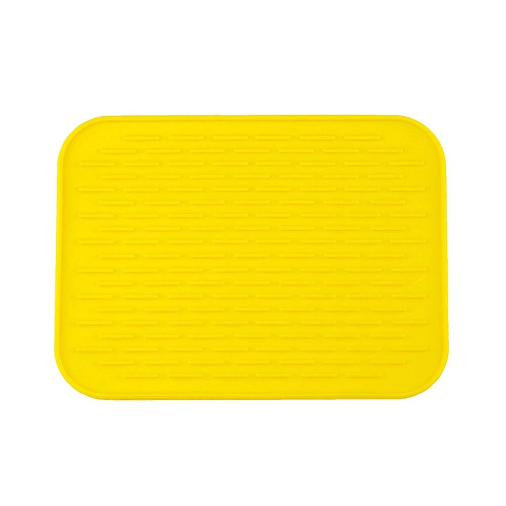 QVIVI Silicone Dish Drying Mat, Heat-Resistant Non-Slip Kitchen Pad, Yellow