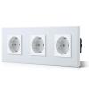 BSEED 3-Gang Schuko-Wandsteckdose, EU-Standard, 16 A/250 V, weiße Kristallglasplatte view 1
