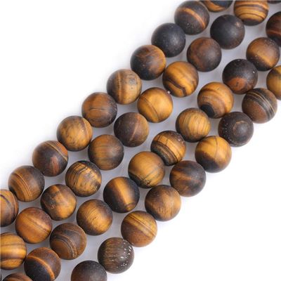 SHGbeads 10 mm Matte Frosted Yellow Tiger Eye Semi-Precious Stone Round Loose Beads for Jewelry Making, DIY Crafts, 15 in