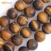 SHGbeads 10 mm Matte Frosted Yellow Tiger Eye Semi-Precious Stone Round Loose Beads for Jewelry Making, DIY Crafts, 15 in view 2