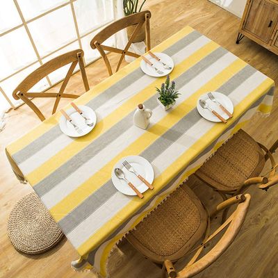YEARLY Stitched Tassel Tablecloth, Yellow, 80 x 150 cm