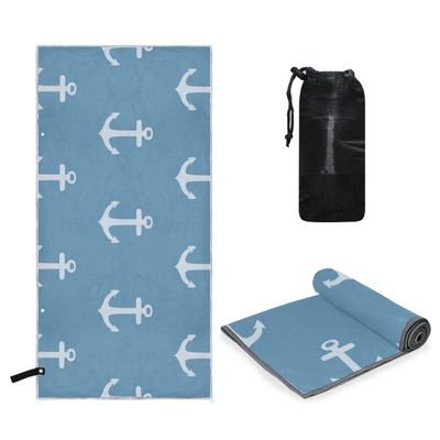 MONTOJ Anchor on Blue Background Utopia Premium Bath and Pool Towel