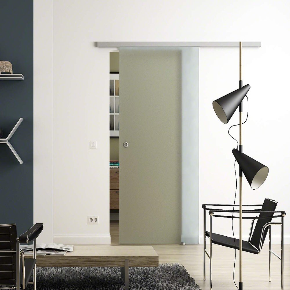 Fully Satin-Finished Glass Sliding Door, 775 x 2175 mm, Sadora SlimLine System