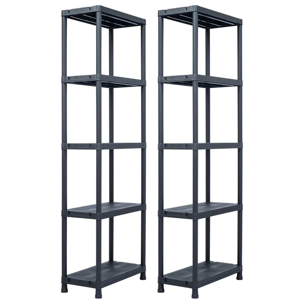 vidaXL Storage Shelves 2 pcs Black 125 kg 60 x 30 x 180 cm Plastic