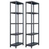 vidaXL Storage Shelves 2 pcs Black 125 kg 60 x 30 x 180 cm Plastic view 1