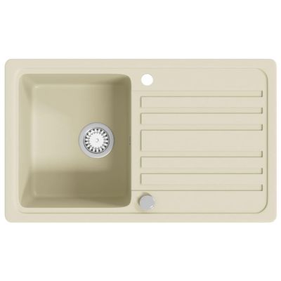 vidaXL Beige Granite Single-Bowl Kitchen Sink
