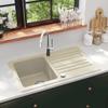 vidaXL Beige Granite Single-Bowl Kitchen Sink view 2