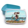 Blue Lunch Box – Bunny on Bicycle by the Sea, Personalized Name, LBr15 view 1