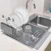 SANNO Plastic Dish Drying Rack for Kitchen Sink, Gray view 4