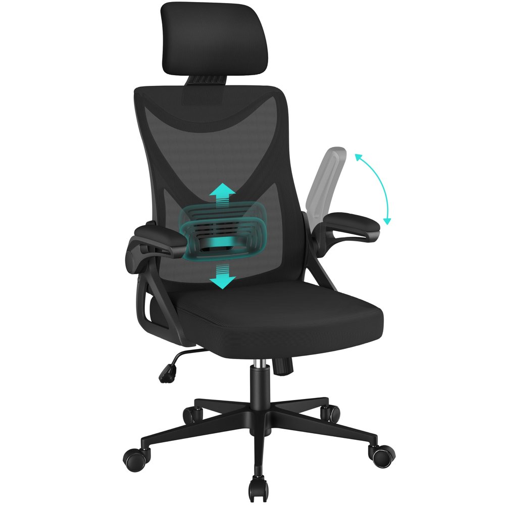 Yaheetech Ergonomic Office Chair with Headrest, Black