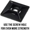 Self-Adhesive Cable Tie Mounts, 100-Pack, Black, 1 × 1.1 Screw-Hole Anchor Tip view 2