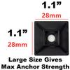 Self-Adhesive Cable Tie Mounts, 100-Pack, Black, 1 × 1.1 Screw-Hole Anchor Tip view 4