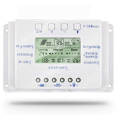 SolaMr 10A Solar Charge Controller, 12V/24V Automatic Voltage Detection, PWM/MPPT Controller with LCD Display – T10