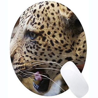 Gaming Round Mouse Pad, Custom Jaguar Cat Family Leopard Design