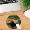 Gaming Round Mouse Pad, Custom Jaguar Cat Family Leopard Design view 2