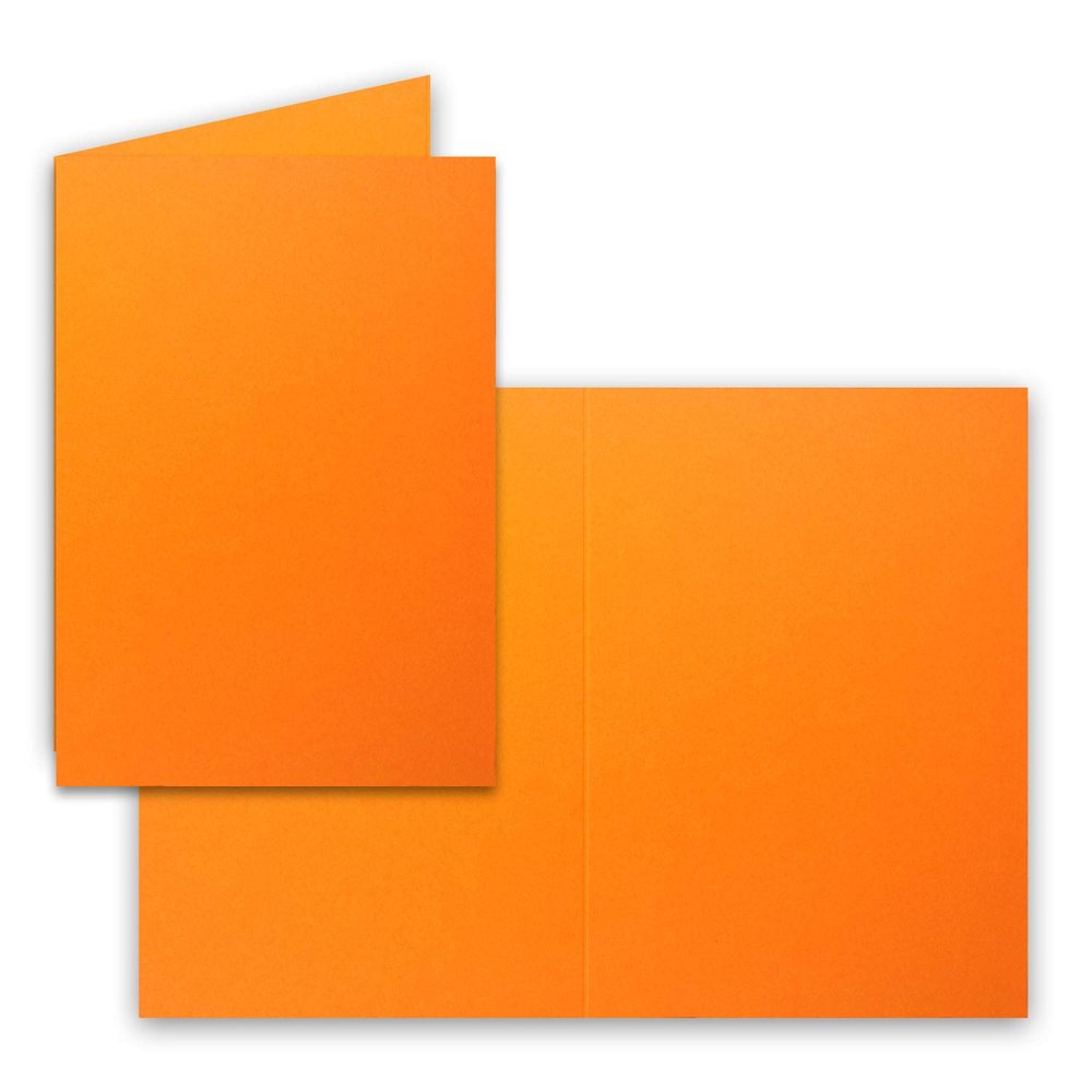 300 B6 Folded Cards, Orange, Blank Double Cards, 12 x 17 cm, Rigid, Printer-Compatible, FarbenFroh