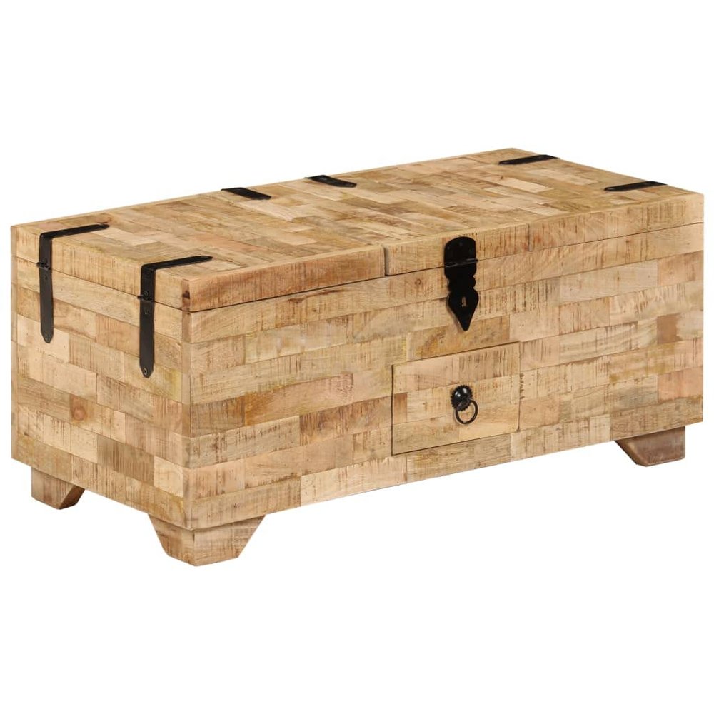 vidaXL Solid Mango Wood Coffee Table with 1 Drawer