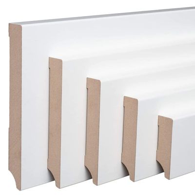 REESE White MDF Baseboards, Weimar Profile, 40 mm High, 230 cm
