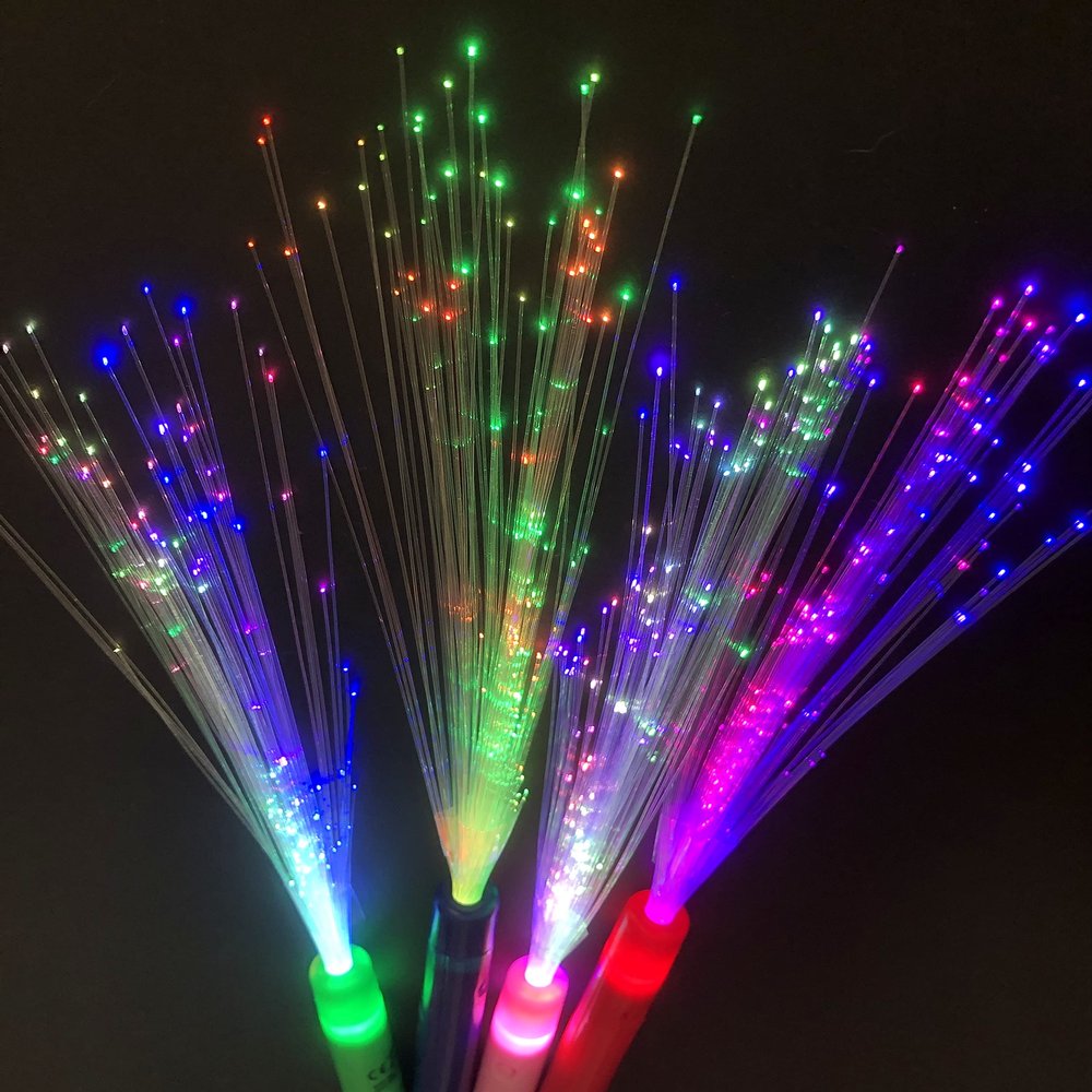 Party Glow Wands - 50 Multicolor LED Fiber Optic Wands with Batteries